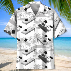 Black and White Cornhole Palms Hawaiian Shirt