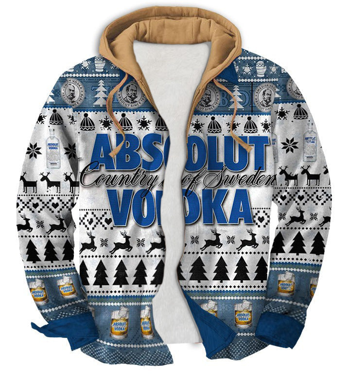 Blue gray Geometric Ugly Zip Hoodie