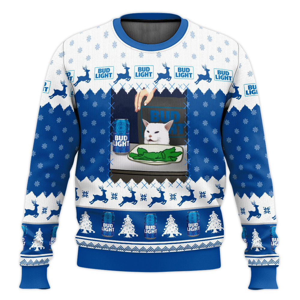 Bud Light Cat Meme Ugly Sweater