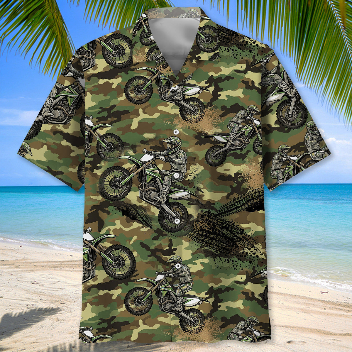 Camouflage Dirt Bike Racing Hawaiian Shirt