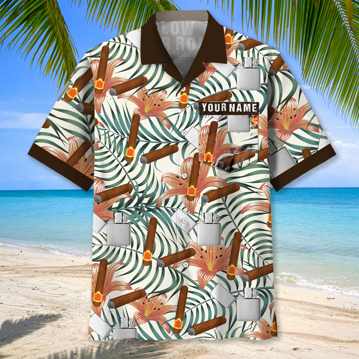 Cigar Slow Your Roll Custom Name Hawaiian Shirt Pocket