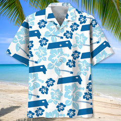 Cornhole Hibiscus Blue Hawaiian Shirt