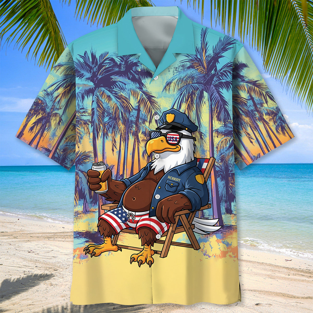 Custom Name Police Summer Vacation Hawaiian Shirt