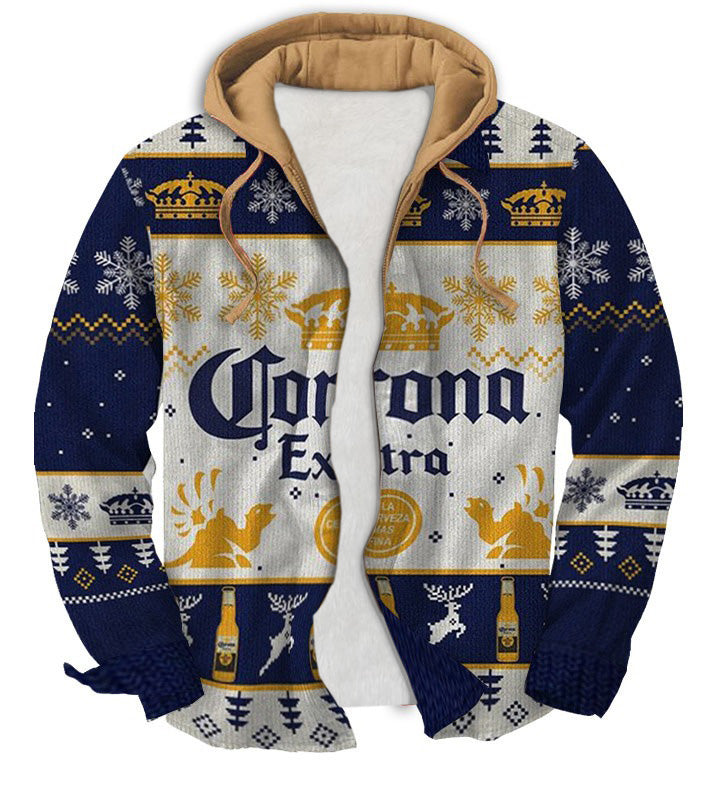Dark Blue Geometric Ugly Zip Hoodie