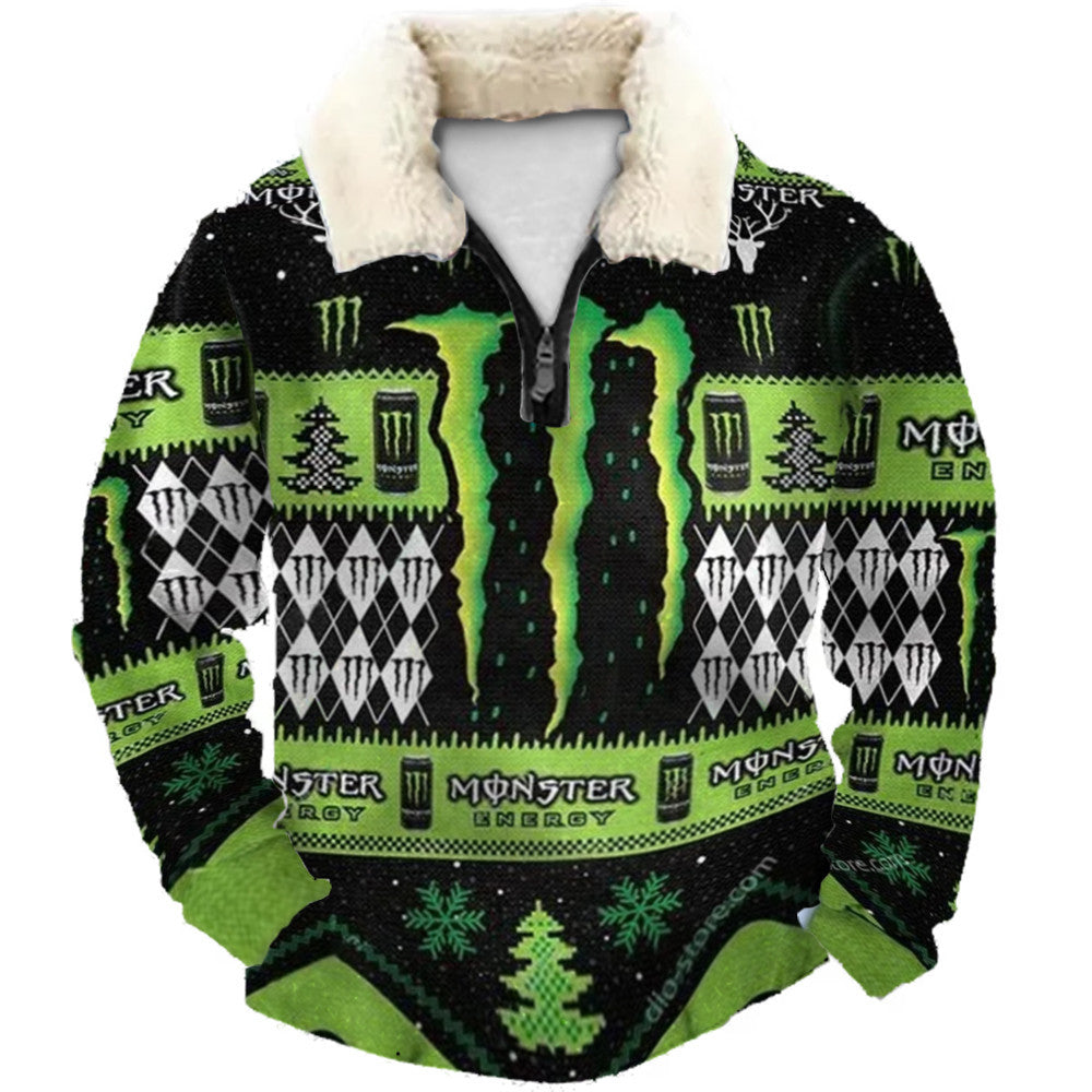 Dark Green Snowflake Christmas Ugly Quarter Zip Sweatshirt