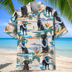 Funny Labrador Surfing On Beach Hawaiian Shirt