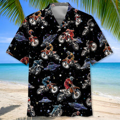 Motocross Racing Outer Space UFO Hawaiian Shirt