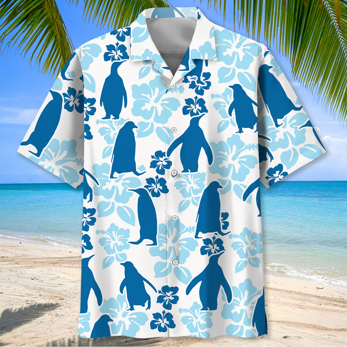 Penguin Hibiscus Hawaiian Shirt