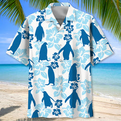 Penguin Hibiscus Hawaiian Shirt