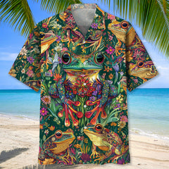 Psychedelic Frog Flowers Hawaiian Shirt