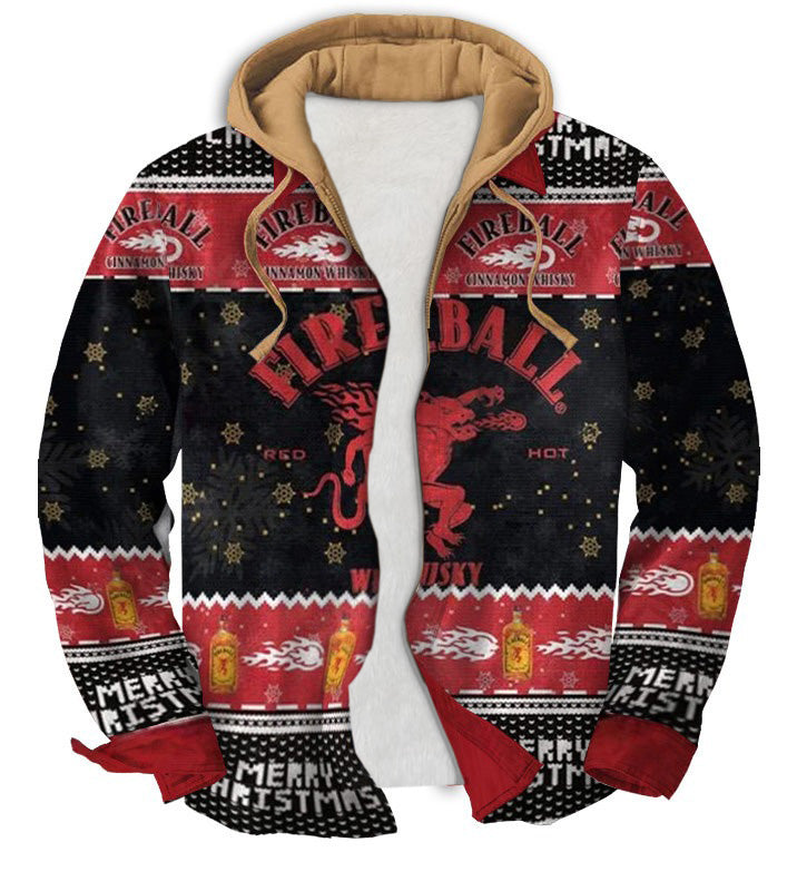 Red and Black Retro Geometric Ugly Zip Hoodie