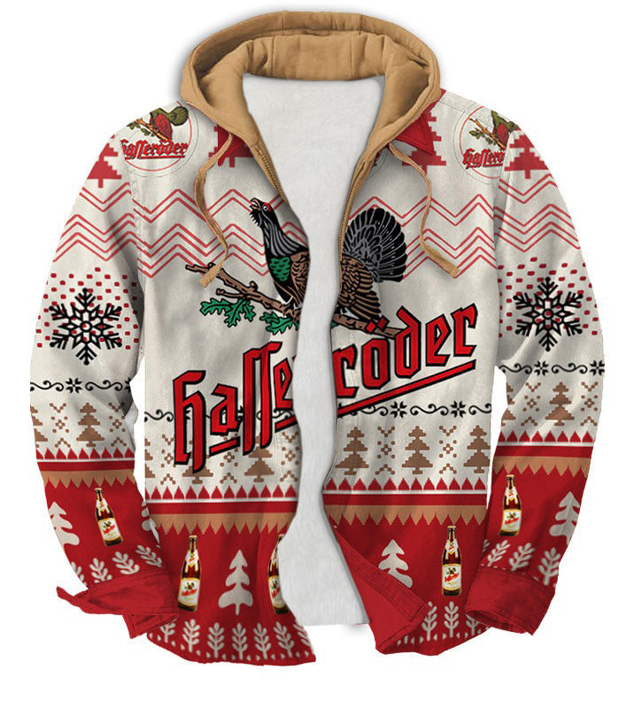 Red and Gray Retro Geometric Ugly Zip Hoodie