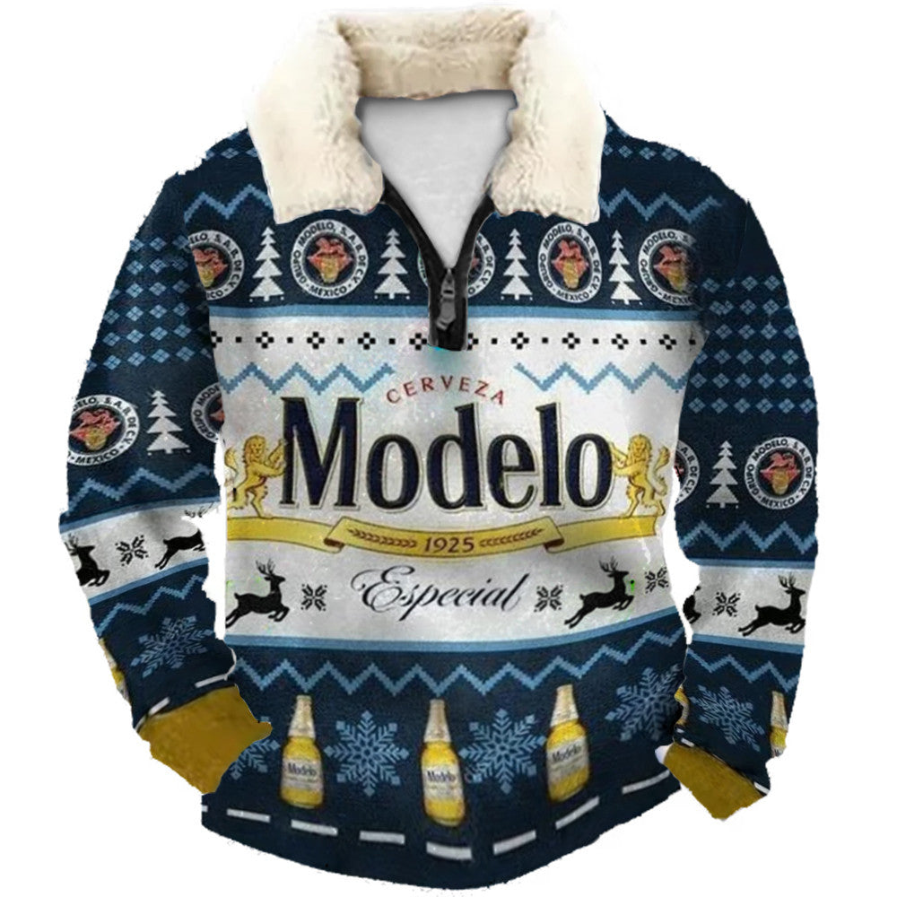 Retro Style Christmas Ugly Quarter Zip Sweatshirt