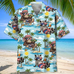 Sasquatch and Raccoon Summer Vacation Hawaiian Shirt