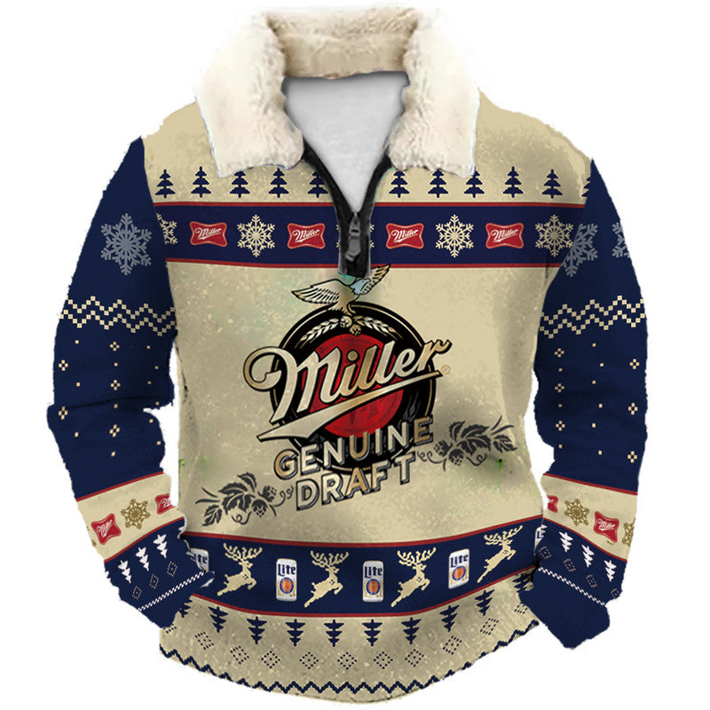 Snowflake & Wheat Ear Christmas Ugly Quarter Zip Sweatshirt