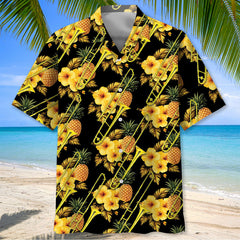 Trombone Yellow Tropical Hawaiian Shirt