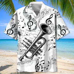 Trumpet Black and White Hawaiian Shirt