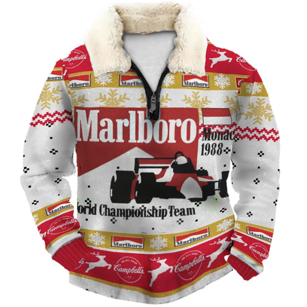 Vibrant Red Christmas Ugly Quarter Zip Sweatshirt