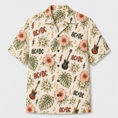 Vintage Electric Guitar Floral Tropical Hawaiian Shirt