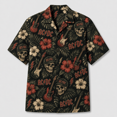 Vintage Skull Guitar Tropical Rock Hawaiian Shirt