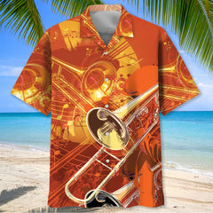 Vintage Music Trombone Hawaiian Shirt
