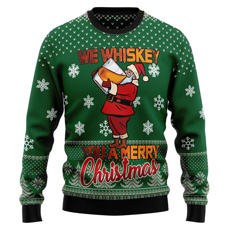 Whiskey Funny Santa Drinking Ugly Sweater