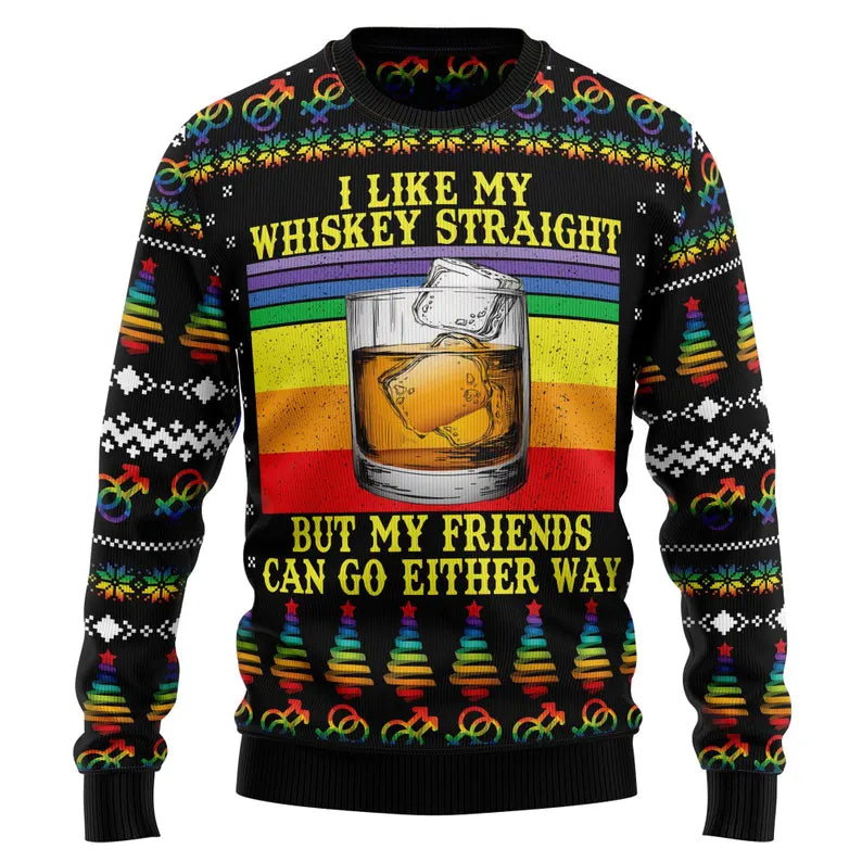 Whiskey Straight Ugly Sweater