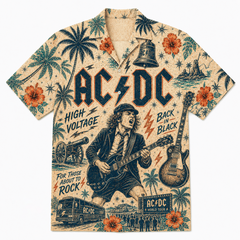 AC/DC Retro Tropical High Voltage Hawaiian Shirt