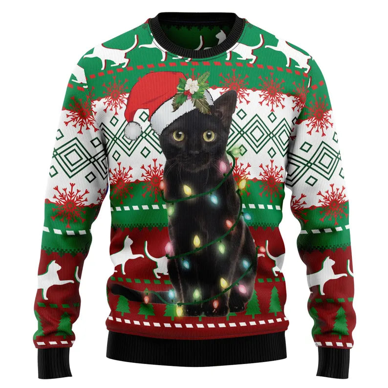 Black Cat Christmas Ugly Sweater