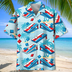 Blue Palm Cornhole Hawaiian Shirt