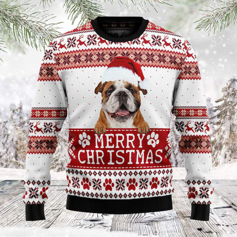 Bulldog Merry Ugly Sweater