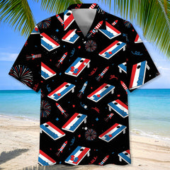 Cornhole America Black Hawaiian Shirt