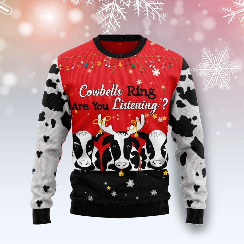 Cowbells Ring Ugly Sweater