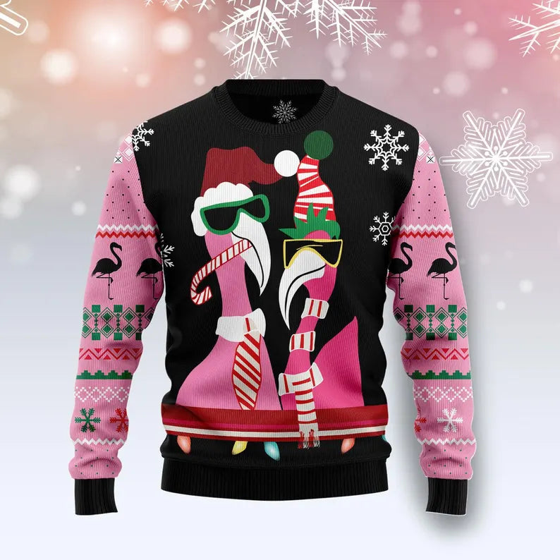 Flamingo Santa Christmas Ugly Sweater