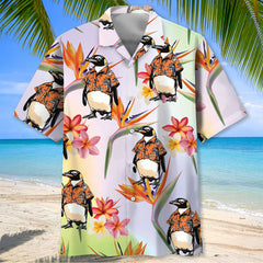 Floral Penguin Hawaiian Shirt