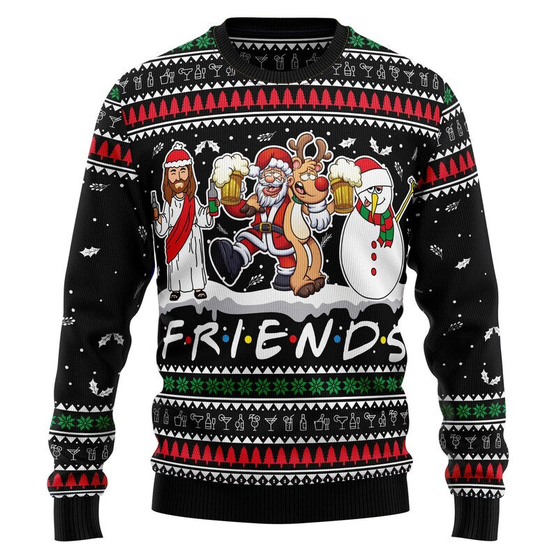 Funny Jesus Snowman Ugly Sweater
