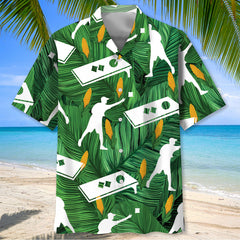 Funny Cornhole Corn Green Hawaiian Shirt