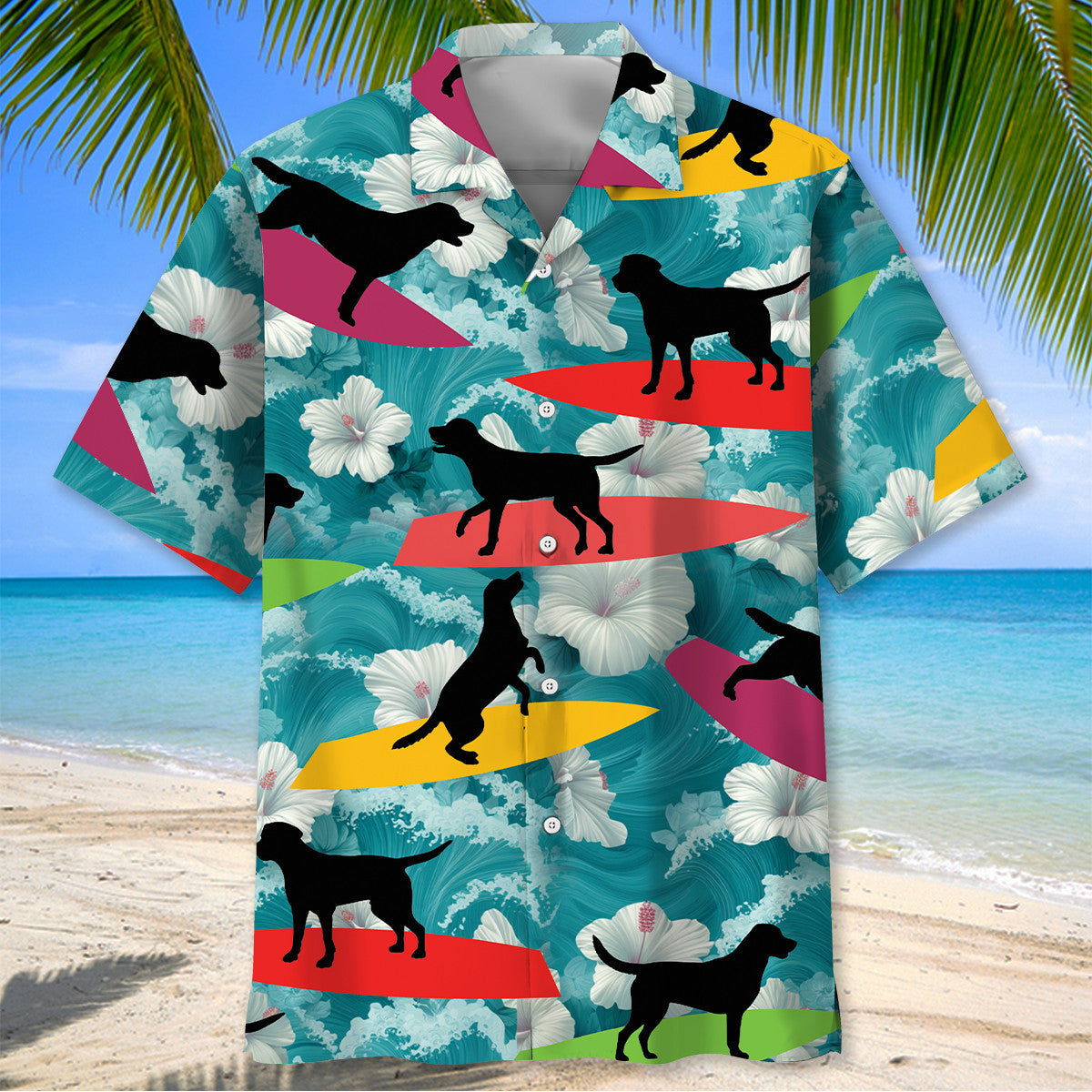 Funny Labrador Surfing Hawaiian Shirt