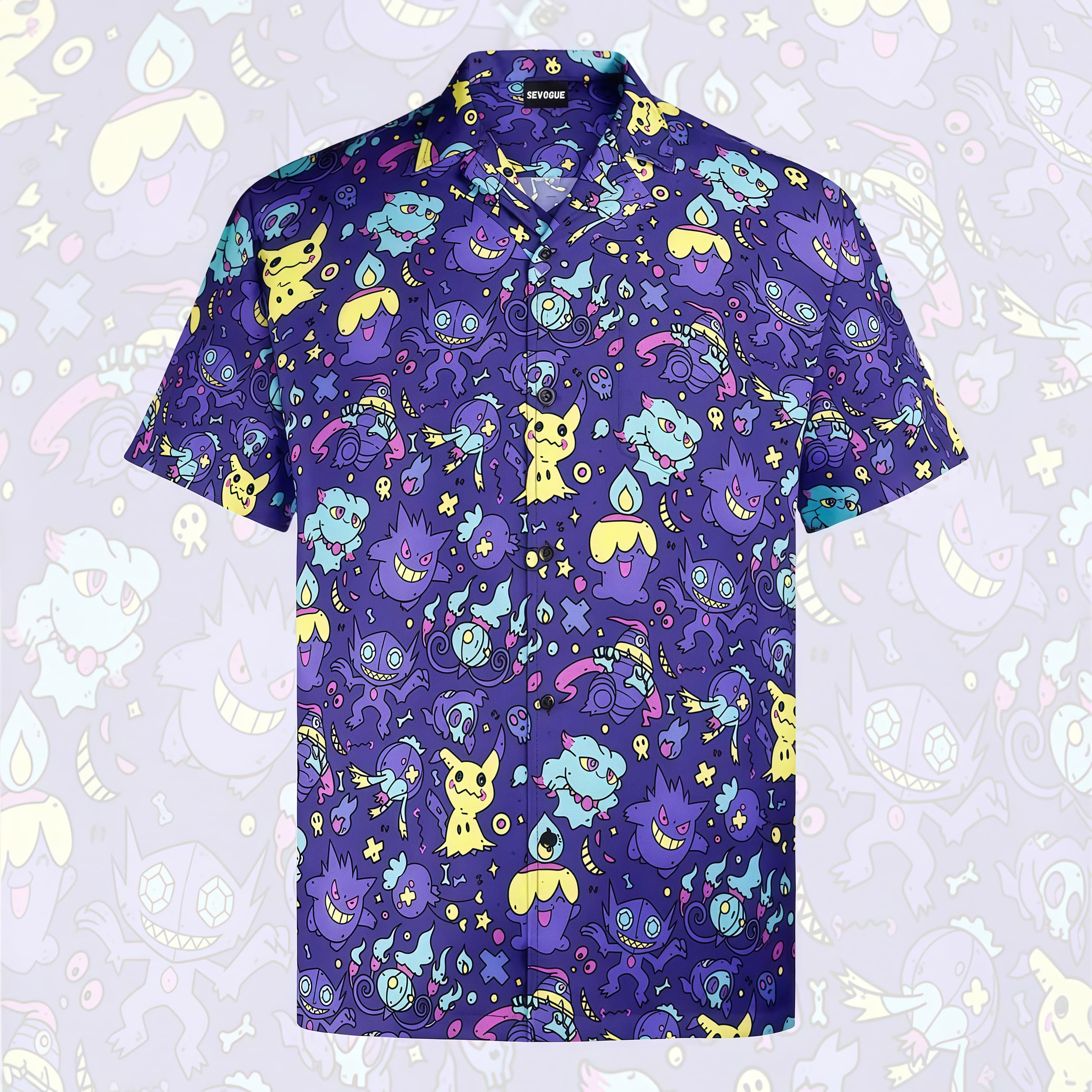 Gengar,Mimikyu and Litwick Unisex Hawaiian Shirt