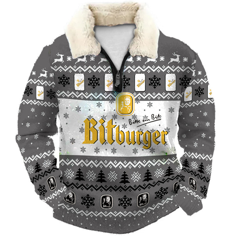 Gray Snowflake Christmas Ugly Quarter Zip Sweatshirt