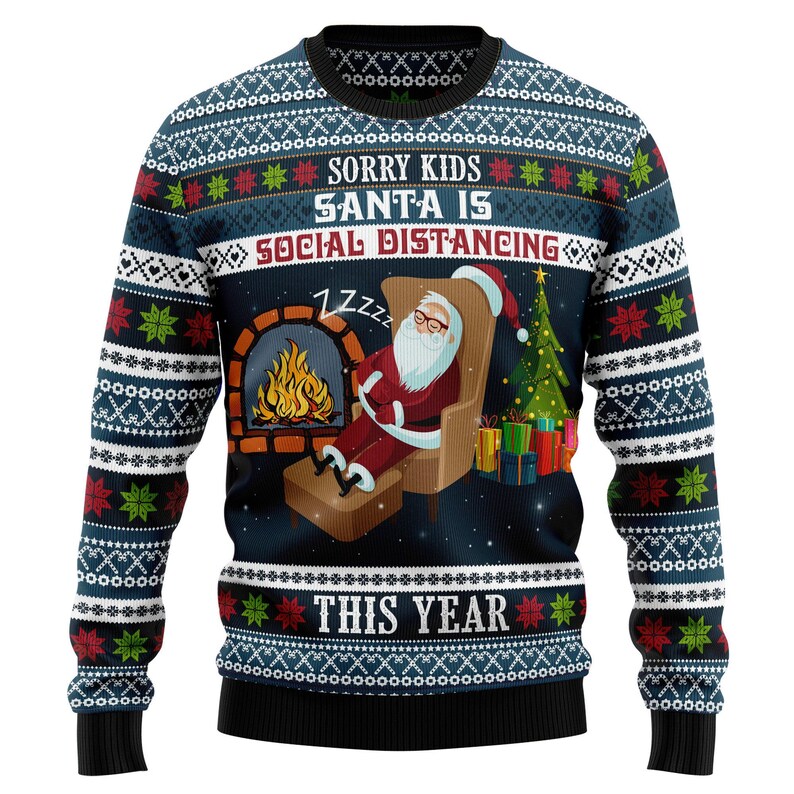 Santa Social Distancing Ugly Sweater