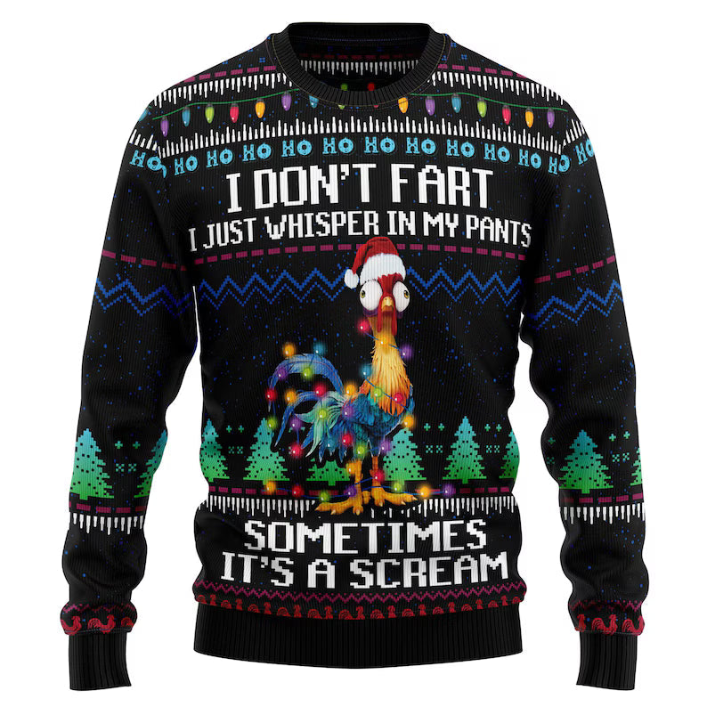 Scream Chicken Christmas Ugly Sweater