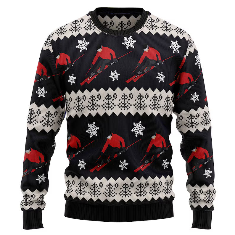 Skiing Christmas Ugly Sweater