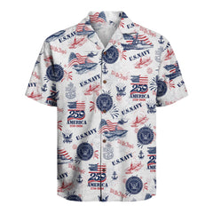 US Navy Hawaiian Shirt, America 250th Anniversary Patriotic Aloha Shirt