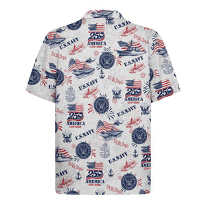 US Navy Hawaiian Shirt, America 250th Anniversary Patriotic Aloha Shirt
