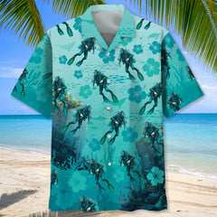Underwater Scuba Diving Hibiscus Hawaiian Shirt