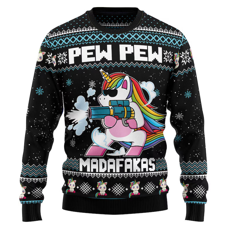 Unicorn Pew Pew Ugly Sweater