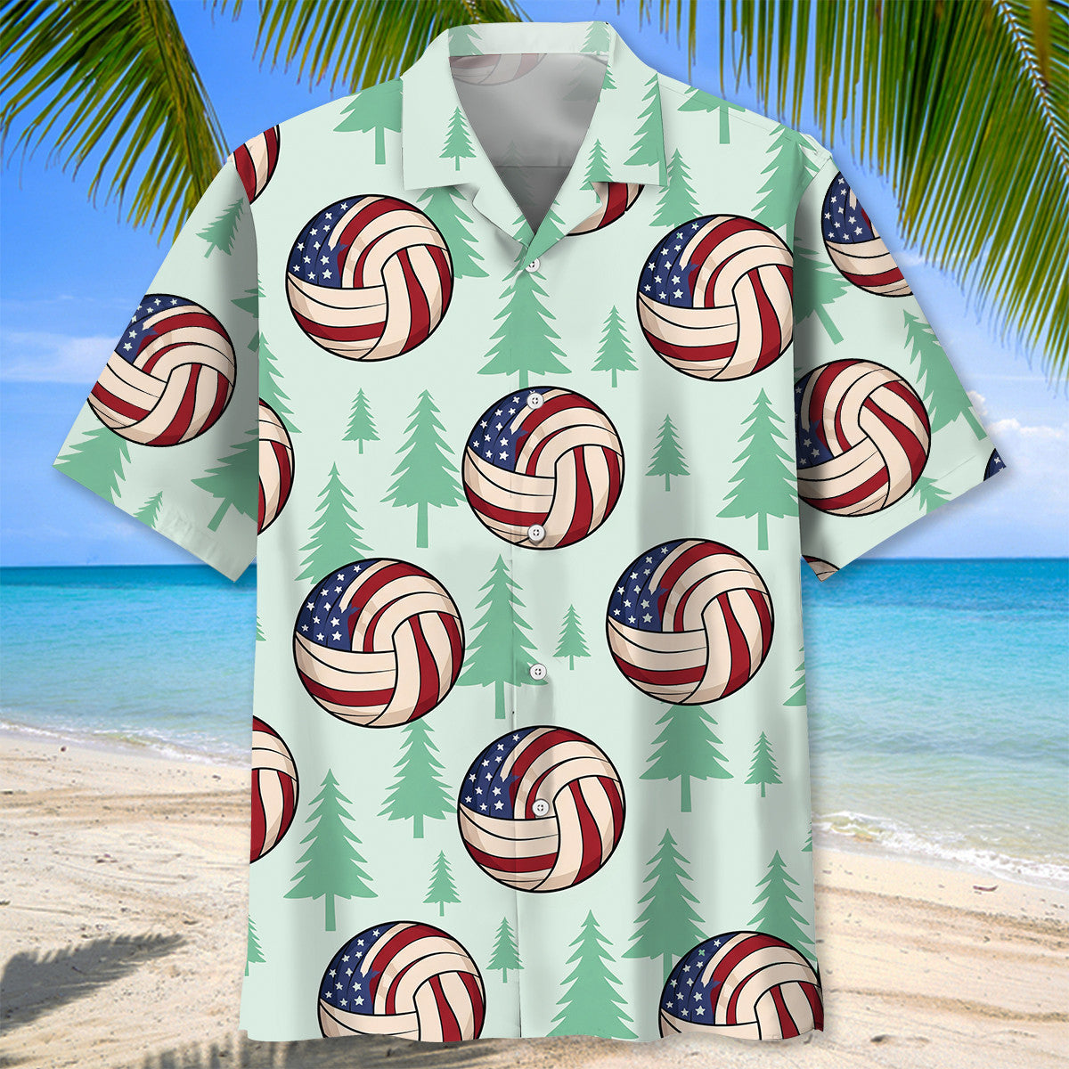 Vintage America Flag Volleyball Hawaiian Shirt