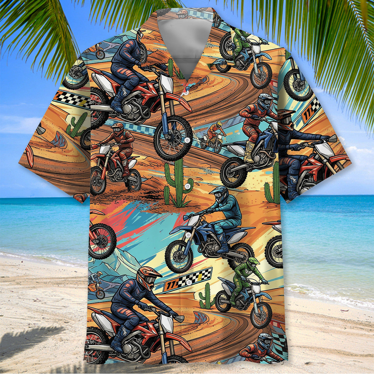 Vintage Cactus Motocross Hawaiian Shirt