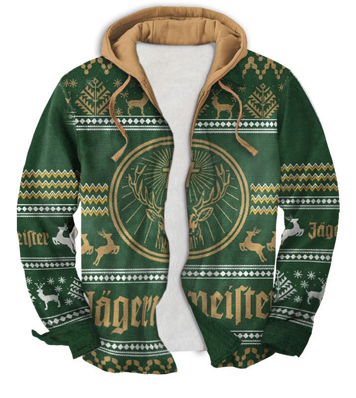 Yellow and green retro Geometric Ugly Zip Hoodie